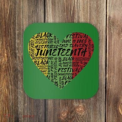 Juneteenth Celebrate Heart Black History Coaster