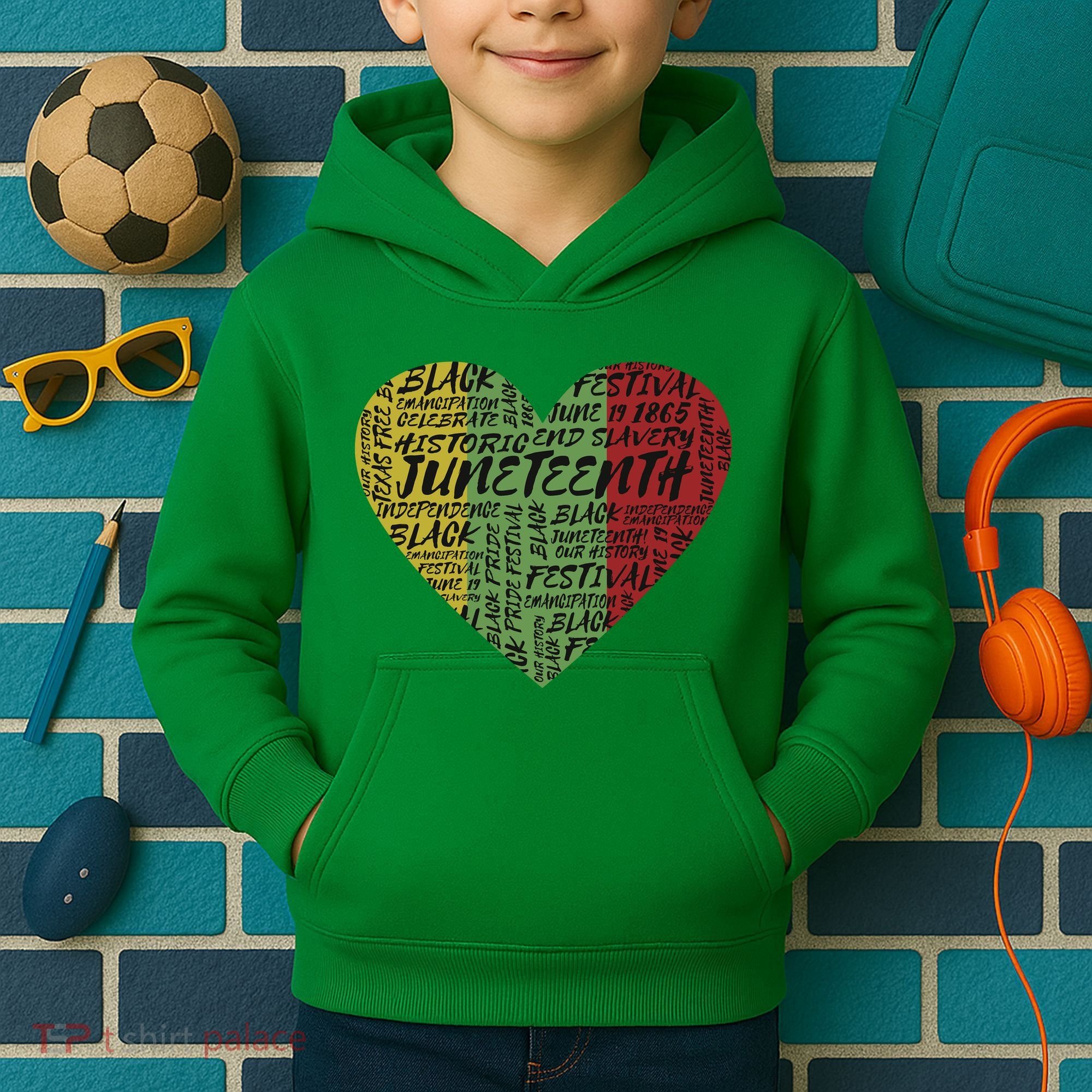 Juneteenth Celebrate Heart Black History Kids Hoodie