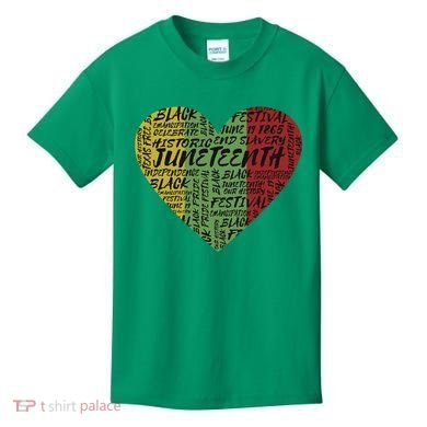 Juneteenth Celebrate Heart Black History Kids T-Shirt