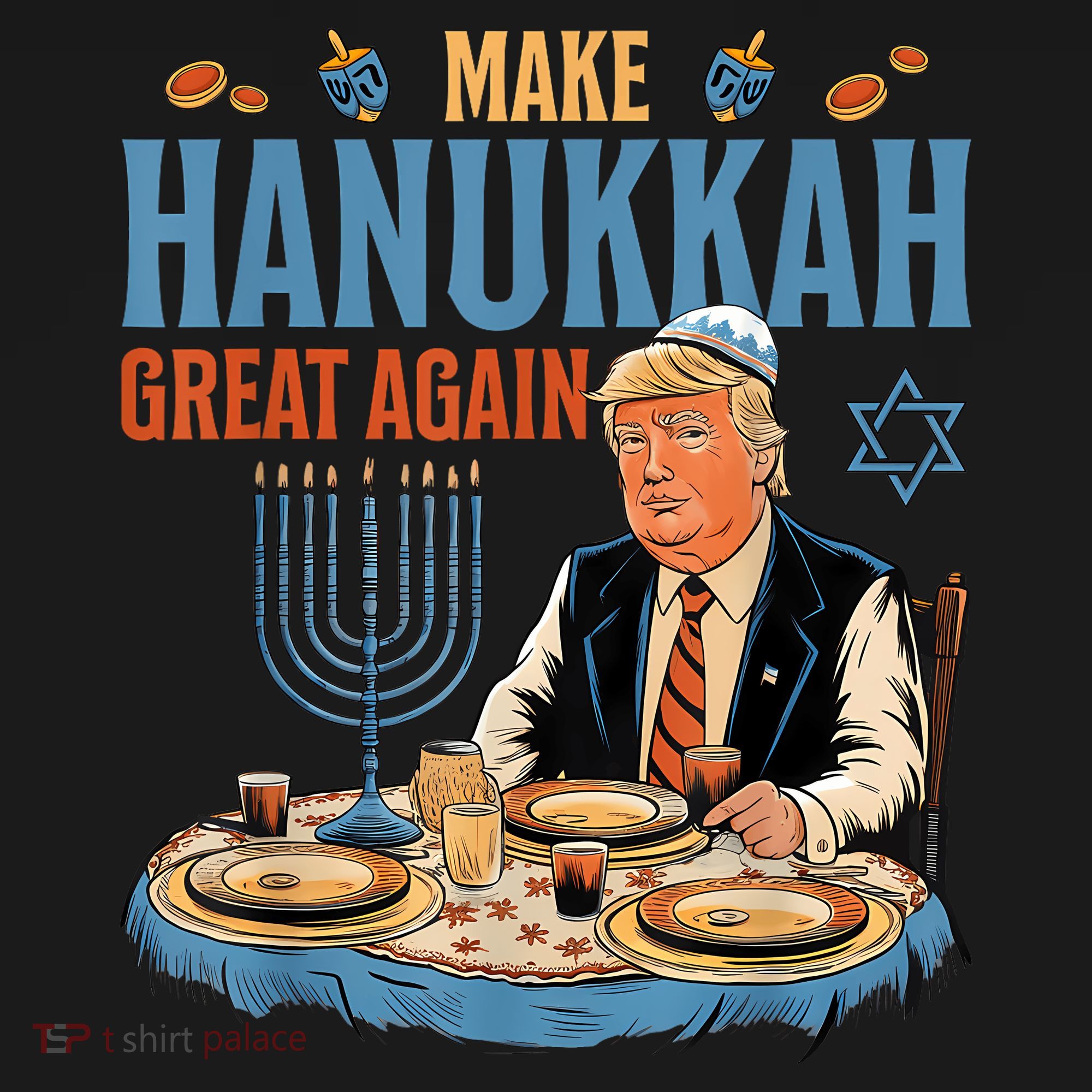Jewish Celebrate Hanukkah Great Again President Trump Long Sleeve Shirt