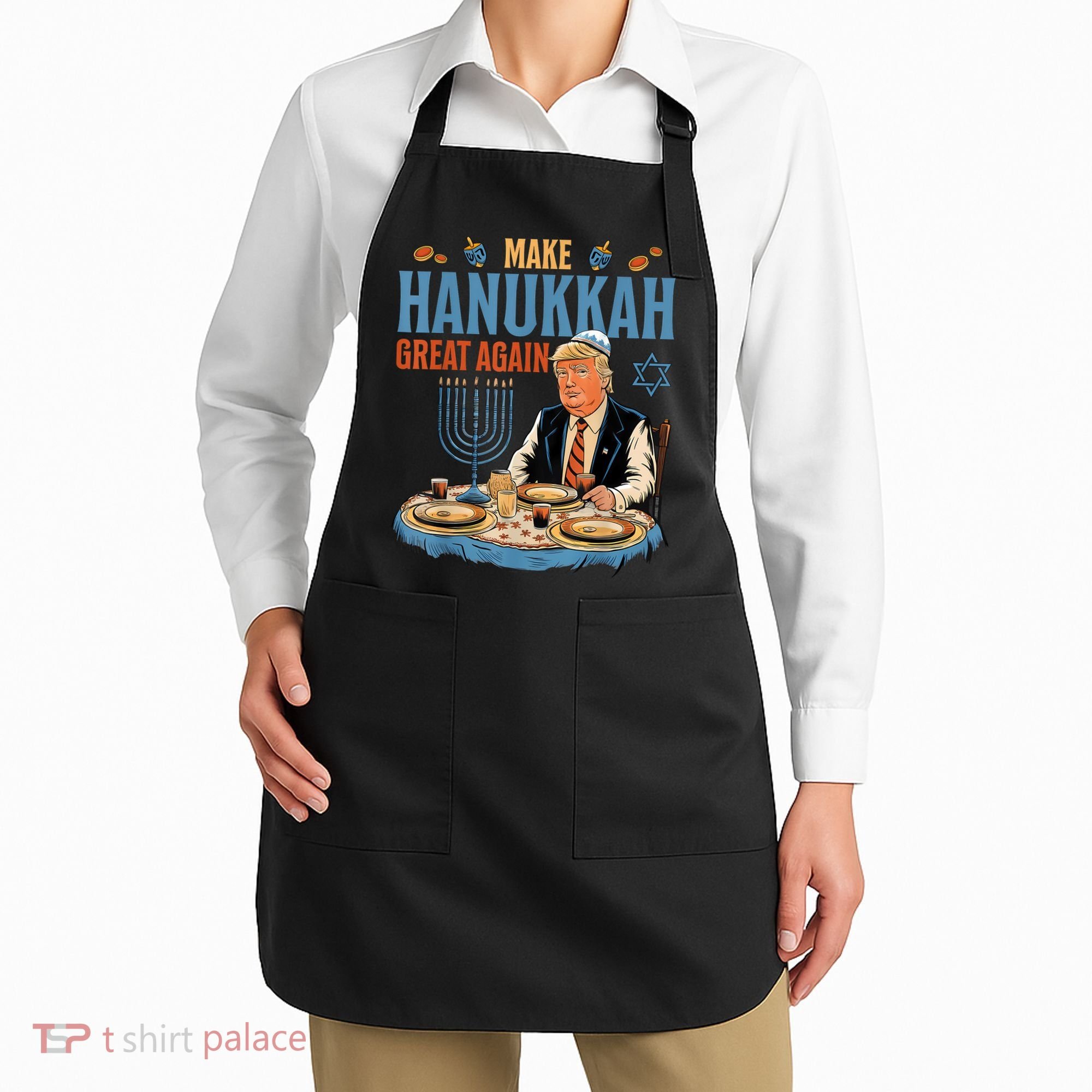 Jewish Celebrate Hanukkah Great Again President Trump Apron