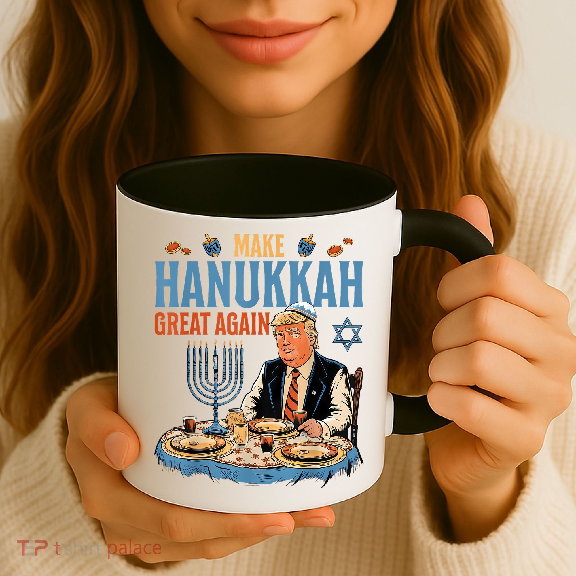 Jewish Celebrate Hanukkah Great Again President Trump Coffee Mug