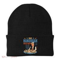 Jewish Celebrate Hanukkah Great Again President Trump Beanie thumb 0