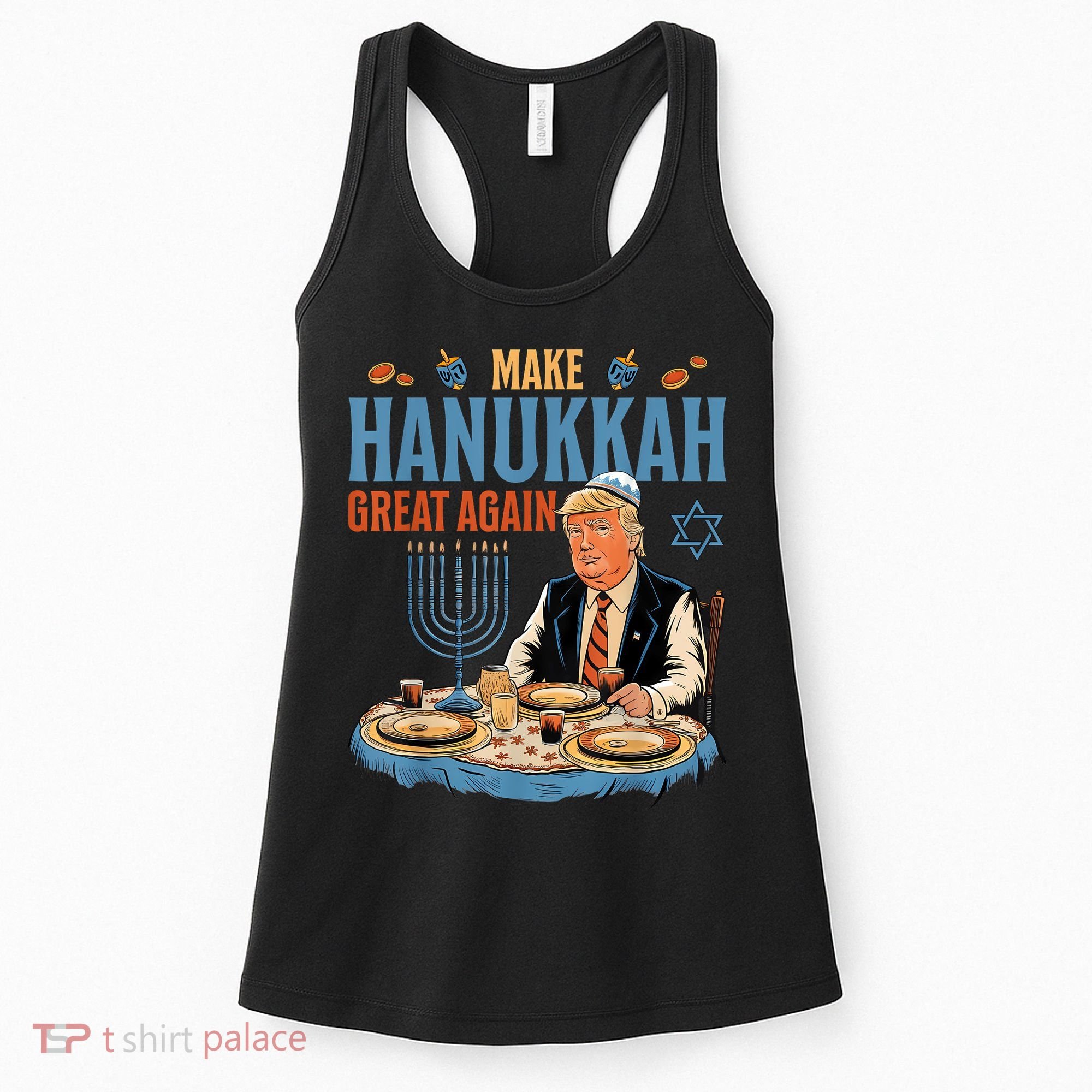 Jewish Celebrate Hanukkah Great Again President Trump Women's Tank Top