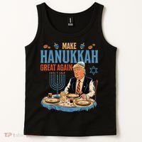 Jewish Celebrate Hanukkah Great Again President Trump Tank Top thumb 2