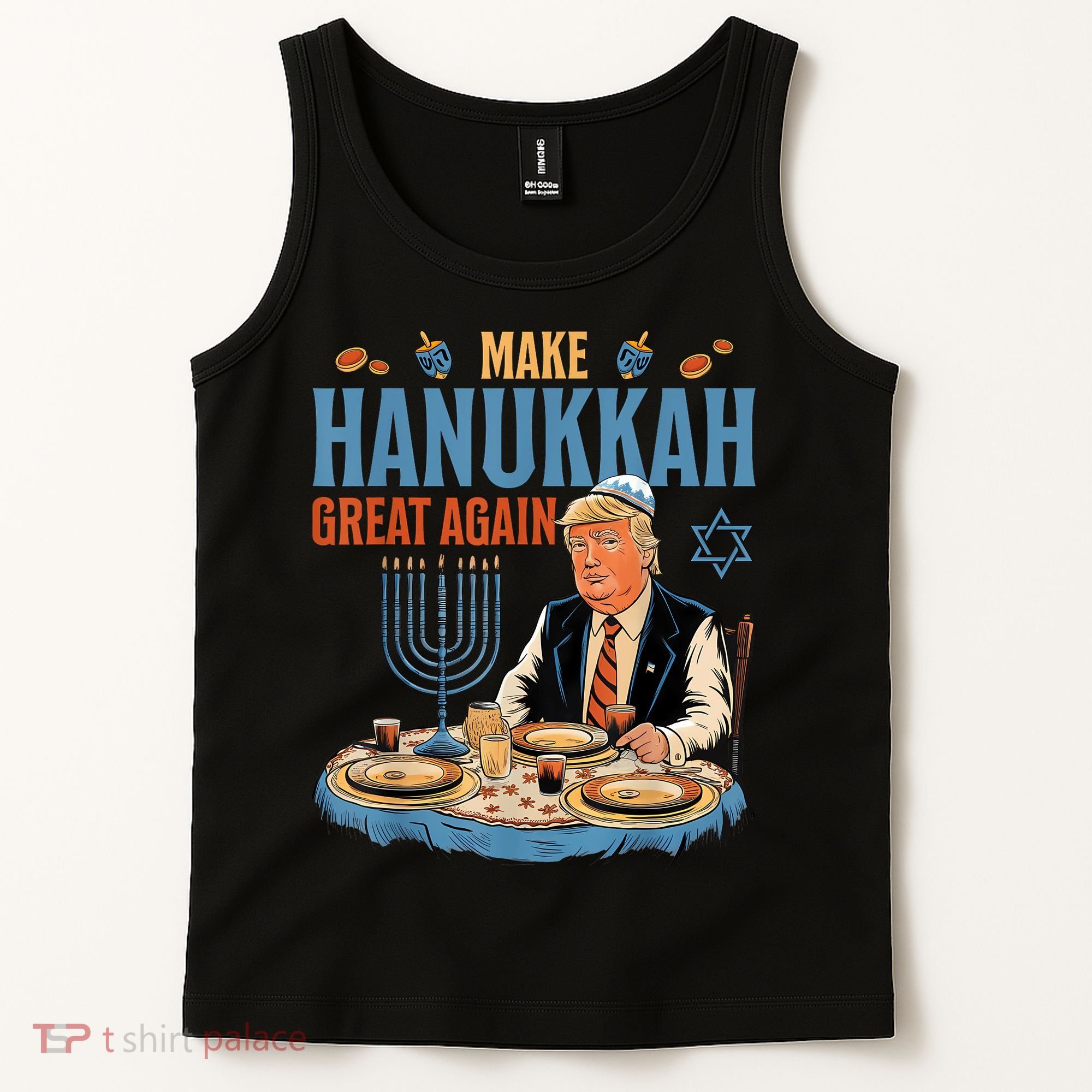 Jewish Celebrate Hanukkah Great Again President Trump Tank Top