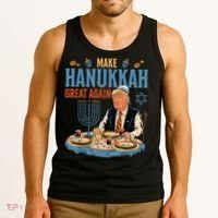 Jewish Celebrate Hanukkah Great Again President Trump Tank Top thumb 3