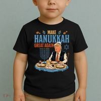 Jewish Celebrate Hanukkah Great Again President Trump Toddler T-Shirt thumb 2