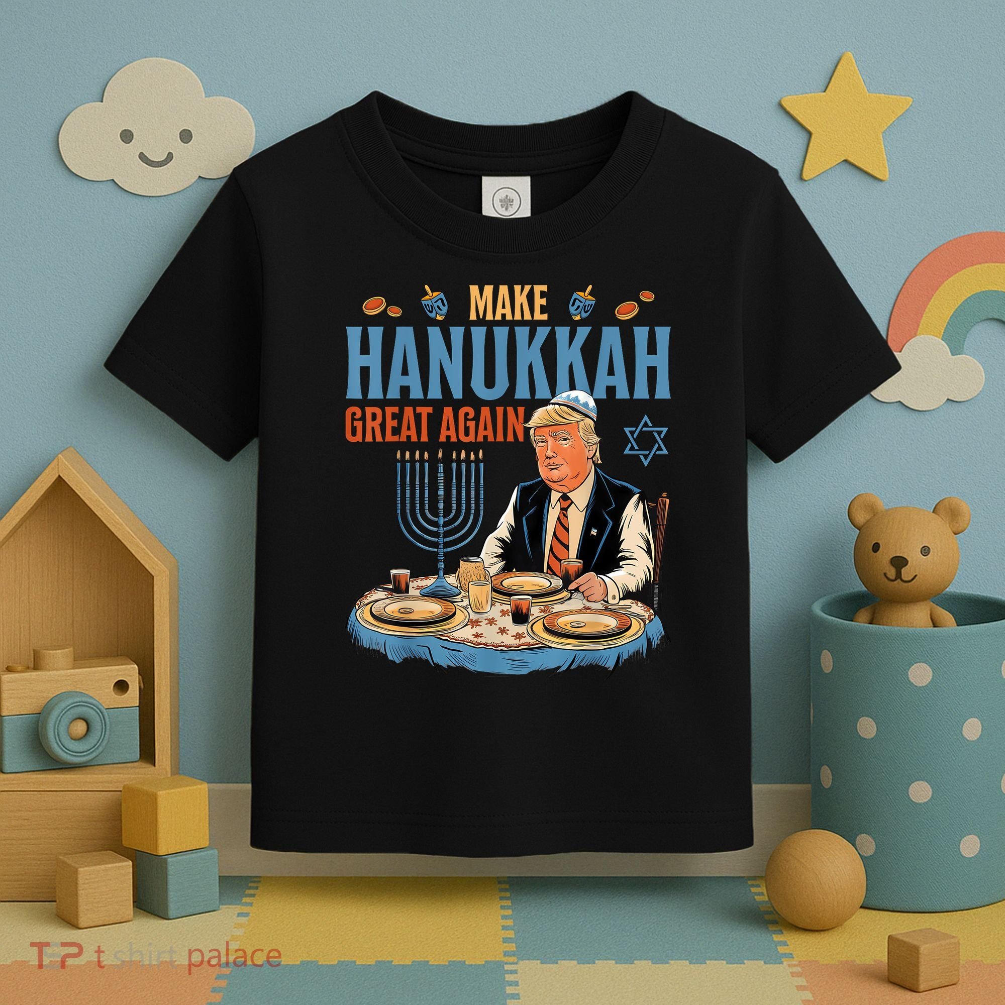 Jewish Celebrate Hanukkah Great Again President Trump Toddler T-Shirt