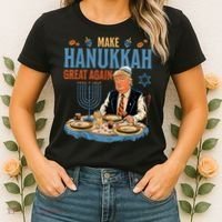 Jewish Celebrate Hanukkah Great Again President Trump Women's T-Shirt thumb 2