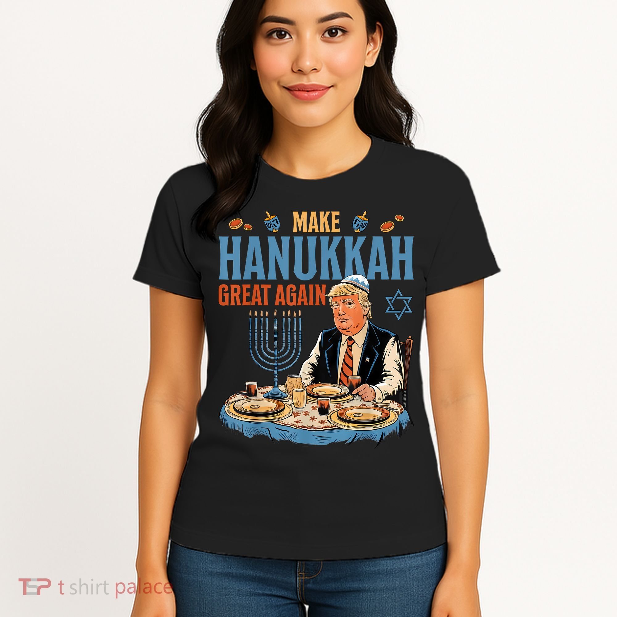 Jewish Celebrate Hanukkah Great Again President Trump Women's T-Shirt