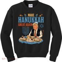Jewish Celebrate Hanukkah Great Again President Trump Kids Sweatshirt thumb 0