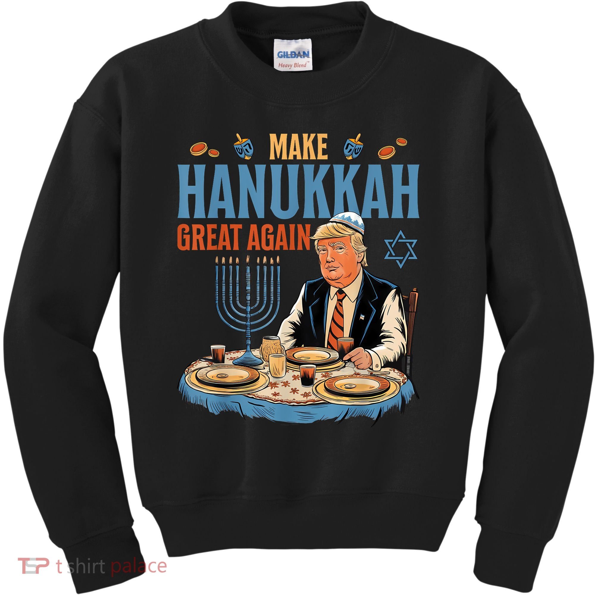 Jewish Celebrate Hanukkah Great Again President Trump Kids Sweatshirt