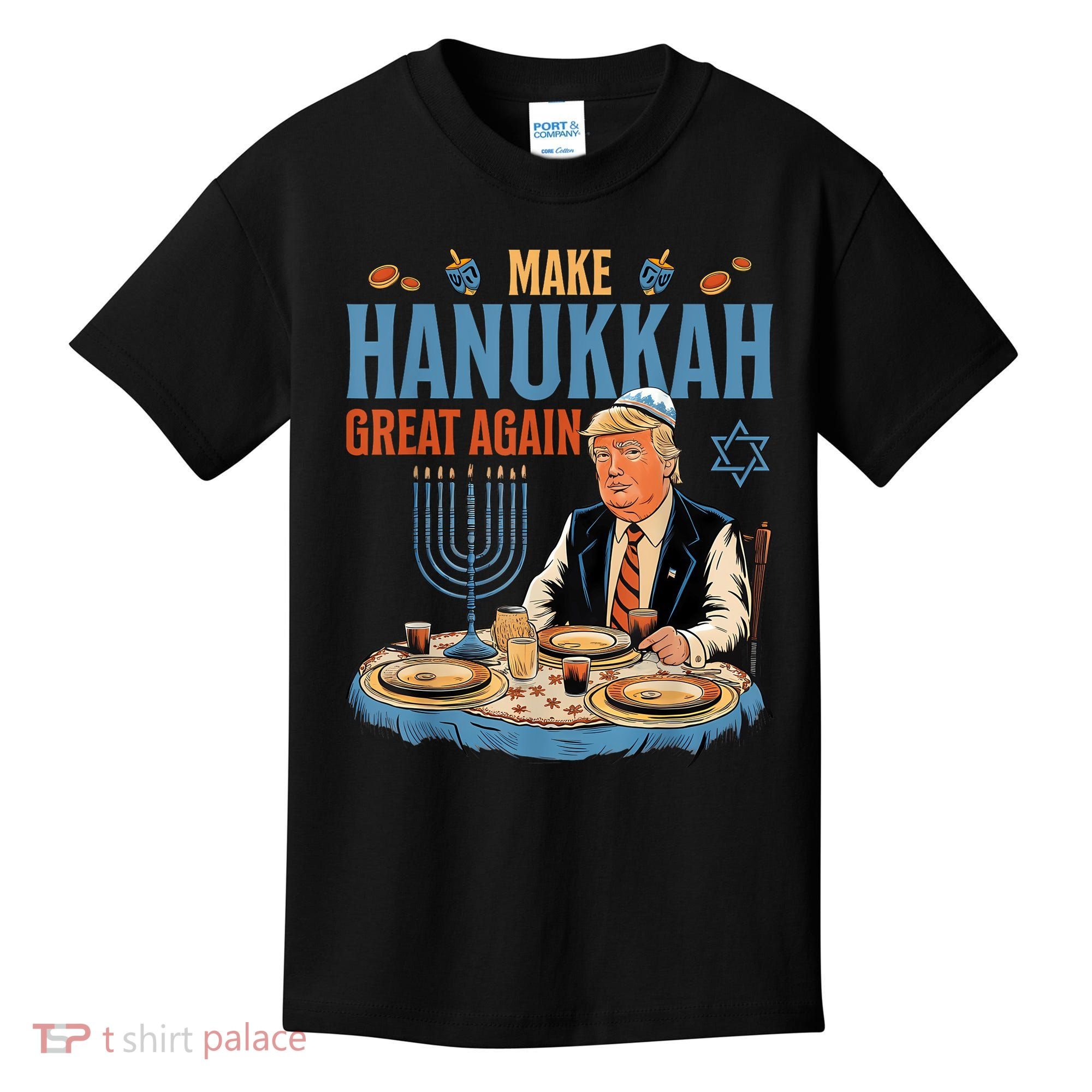 Jewish Celebrate Hanukkah Great Again President Trump Kids T-Shirt