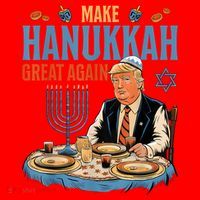Jewish Celebrate Hanukkah Great Again President Trump Santa Hat thumb 1