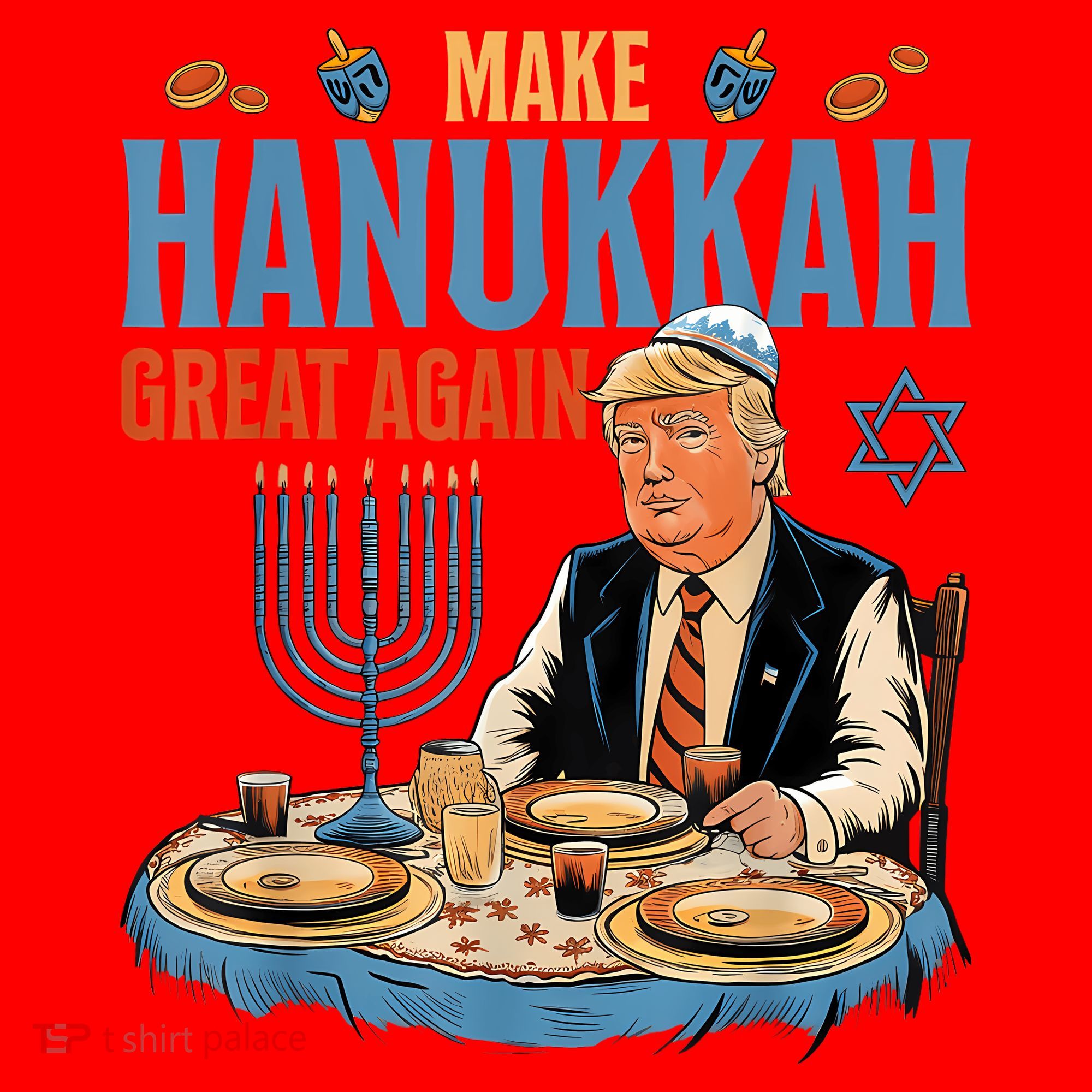 Jewish Celebrate Hanukkah Great Again President Trump Santa Hat