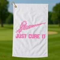 Just Cure It Breast Cancer Golf Towel thumb 1