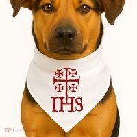 Jerusalem Cross Ihs Knights Templar USA-Made Doggie Bandana thumb 1