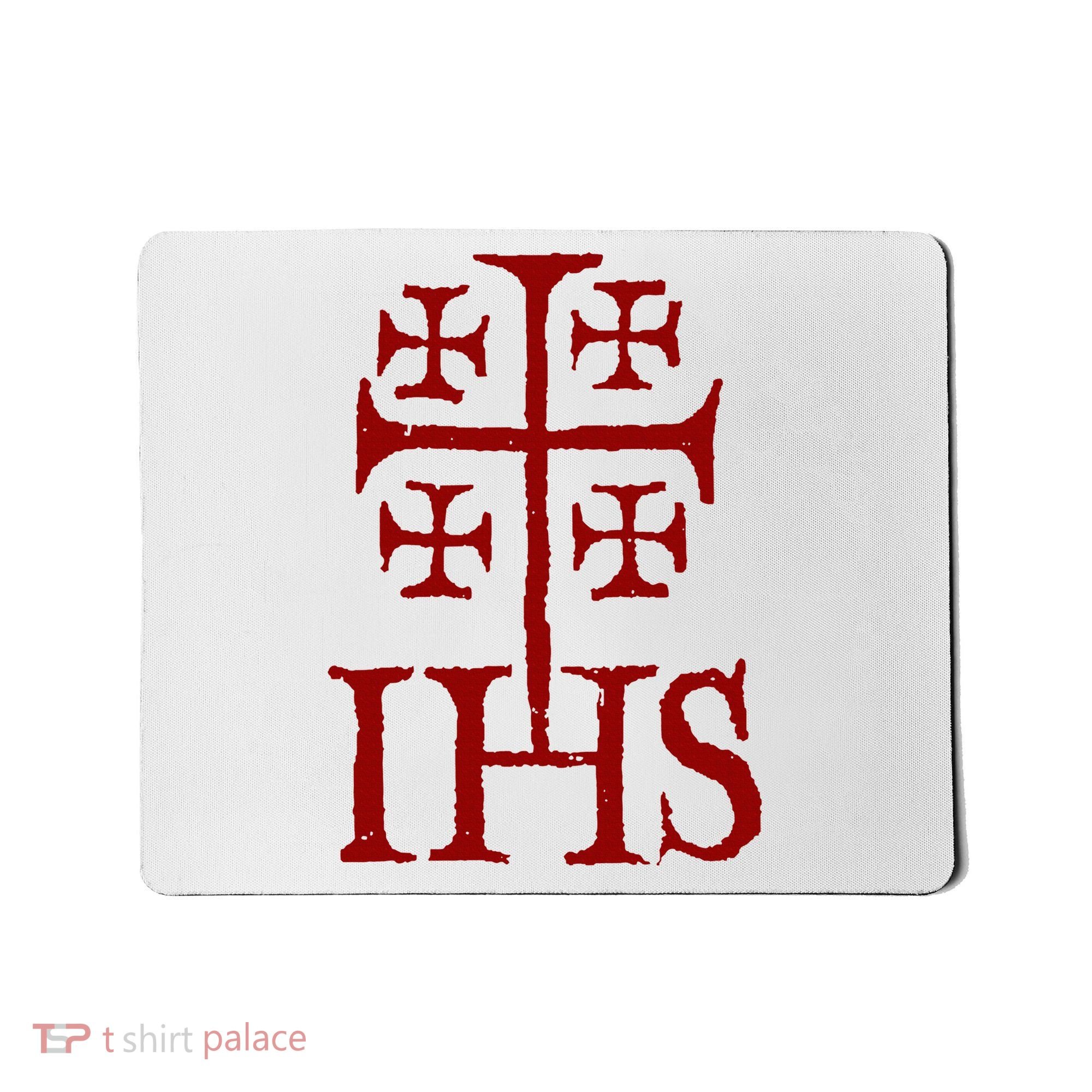 Jerusalem Cross Ihs Knights Templar Mousepad