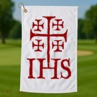 Jerusalem Cross Ihs Knights Templar Golf Towel thumb 1