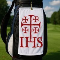 Jerusalem Cross Ihs Knights Templar Golf Towel thumb 2