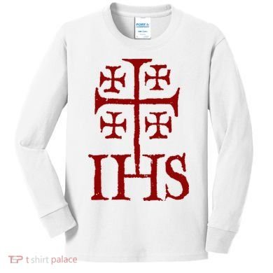 Jerusalem Cross Ihs Knights Templar Kids Long Sleeve Shirt