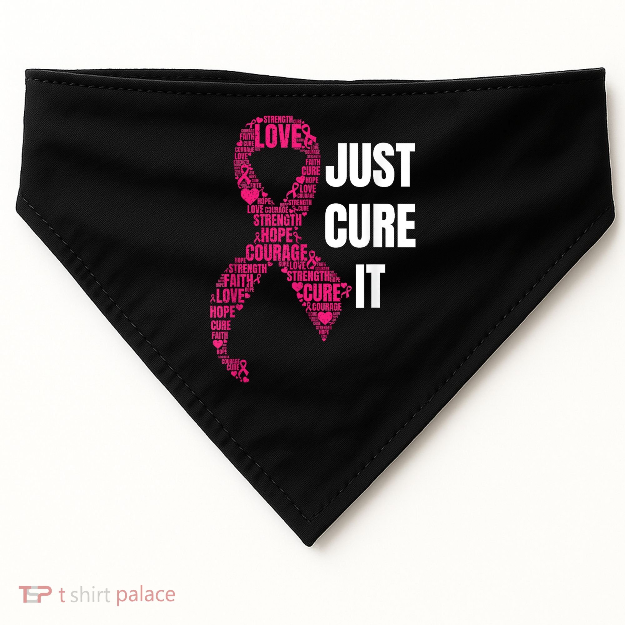 Just Cure It Breast Cancer Awareness USA-Made Doggie Bandana