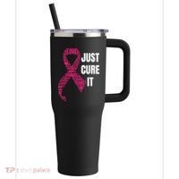 Just Cure It Breast Cancer Awareness 40oz Vacuum Insulated Stainless Steel Travel Tumbler thumb 0