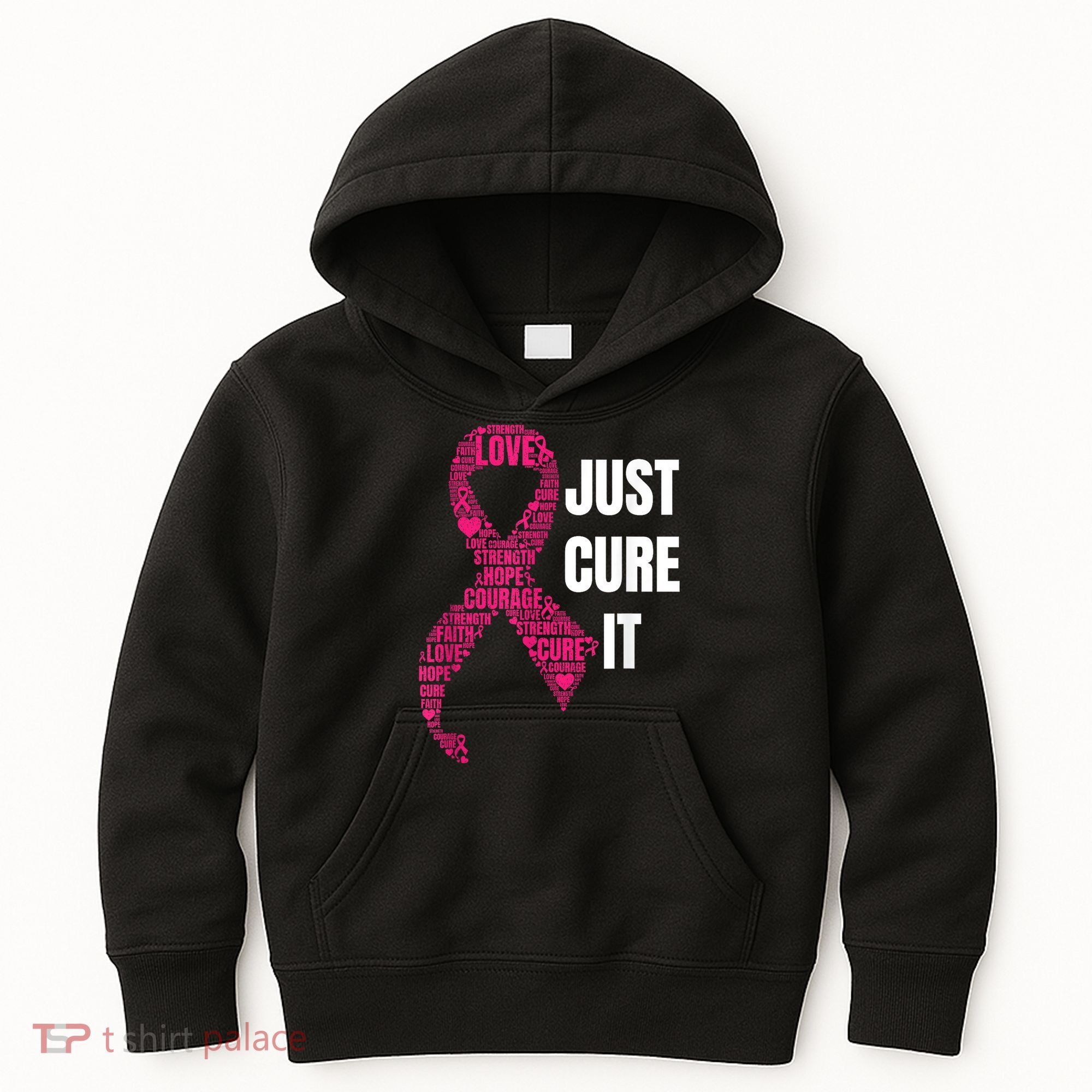 Just Cure It Breast Cancer Awareness Kids Hoodie