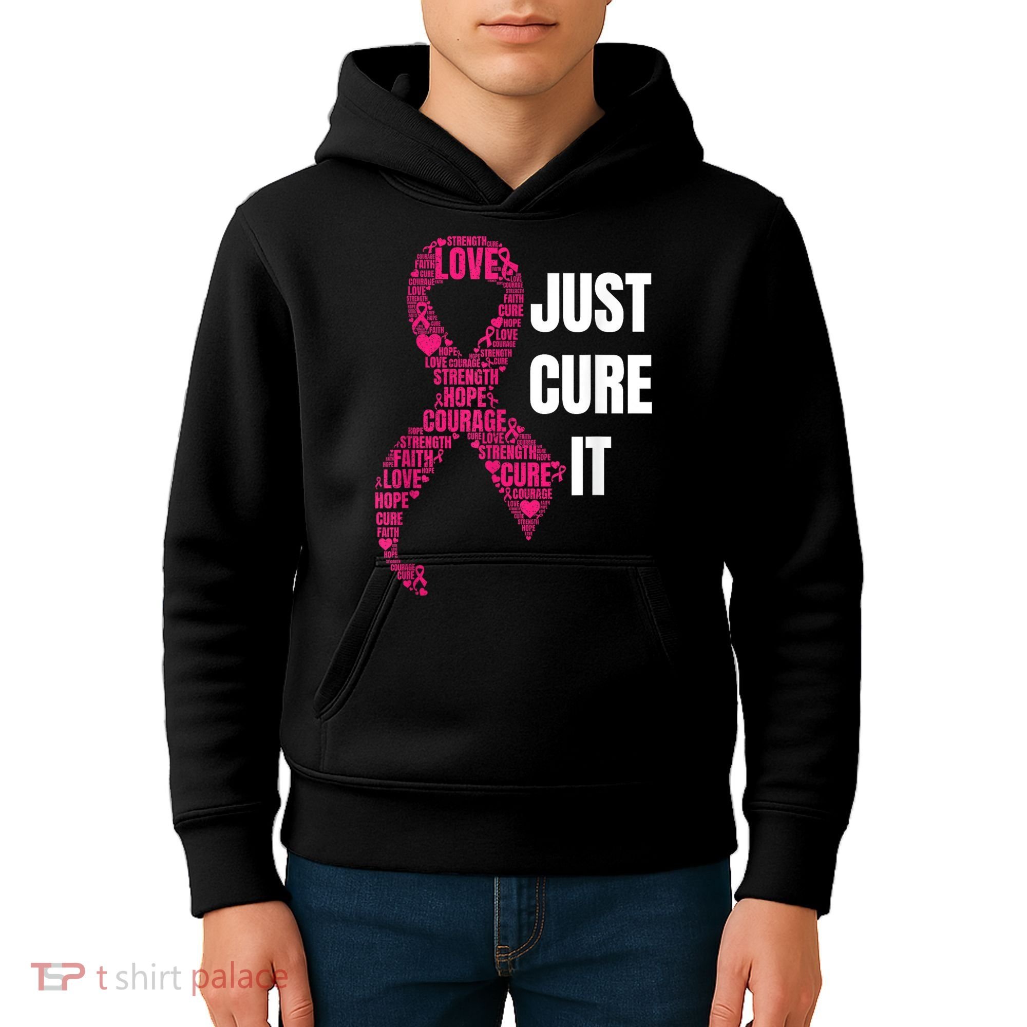 Just Cure It Breast Cancer Awareness Kids Hoodie