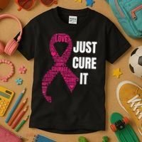 Just Cure It Breast Cancer Awareness Kids T-Shirt thumb 3
