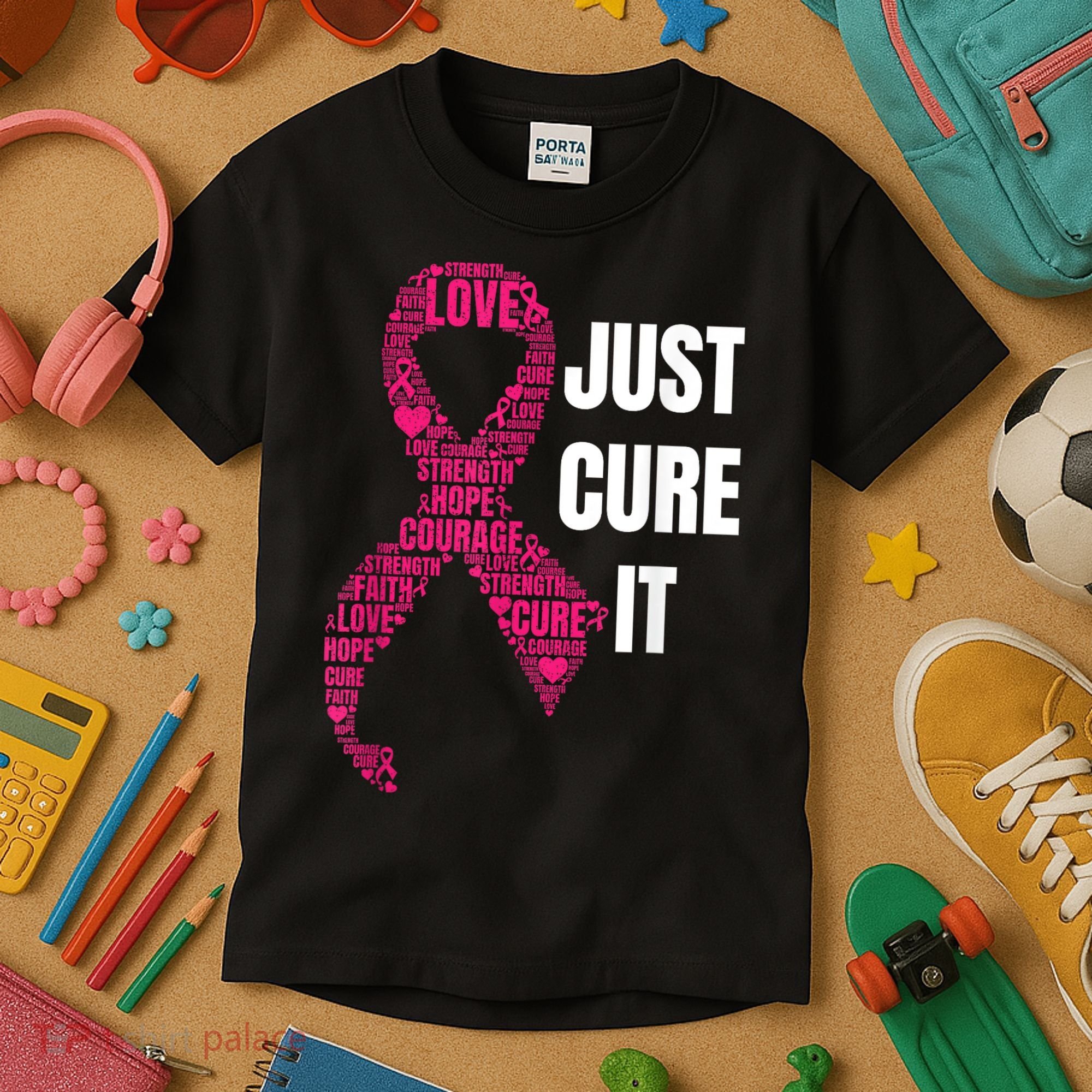 Just Cure It Breast Cancer Awareness Kids T-Shirt