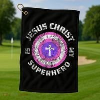 Jesus Christ Is My Superhero Jesus 5t 4t Golf Towel thumb 1