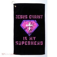 Jesus Christ Is My Superhero Jesus Golf Towel thumb 0