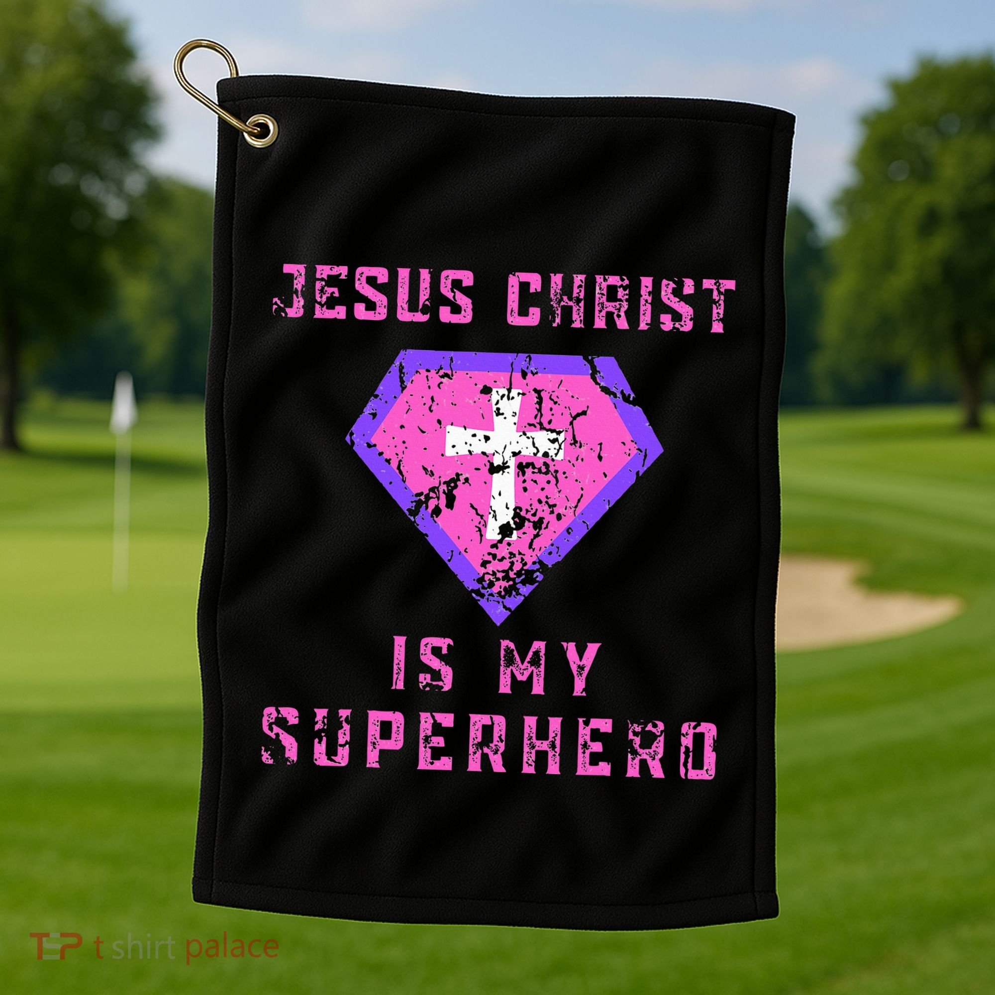 Jesus Christ Is My Superhero Jesus Golf Towel