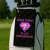 Jesus Christ Is My Superhero Jesus Golf Towel thumb 2