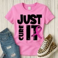 Just Cure It Breast Cancer Ribbon Women's T-Shirt thumb 3