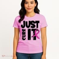 Just Cure It Breast Cancer Ribbon Women's T-Shirt thumb 4