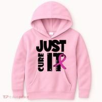 Just Cure It Breast Cancer Ribbon Kids Hoodie thumb 0