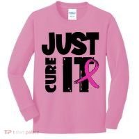 Just Cure It Breast Cancer Ribbon Kids Long Sleeve Shirt thumb 0