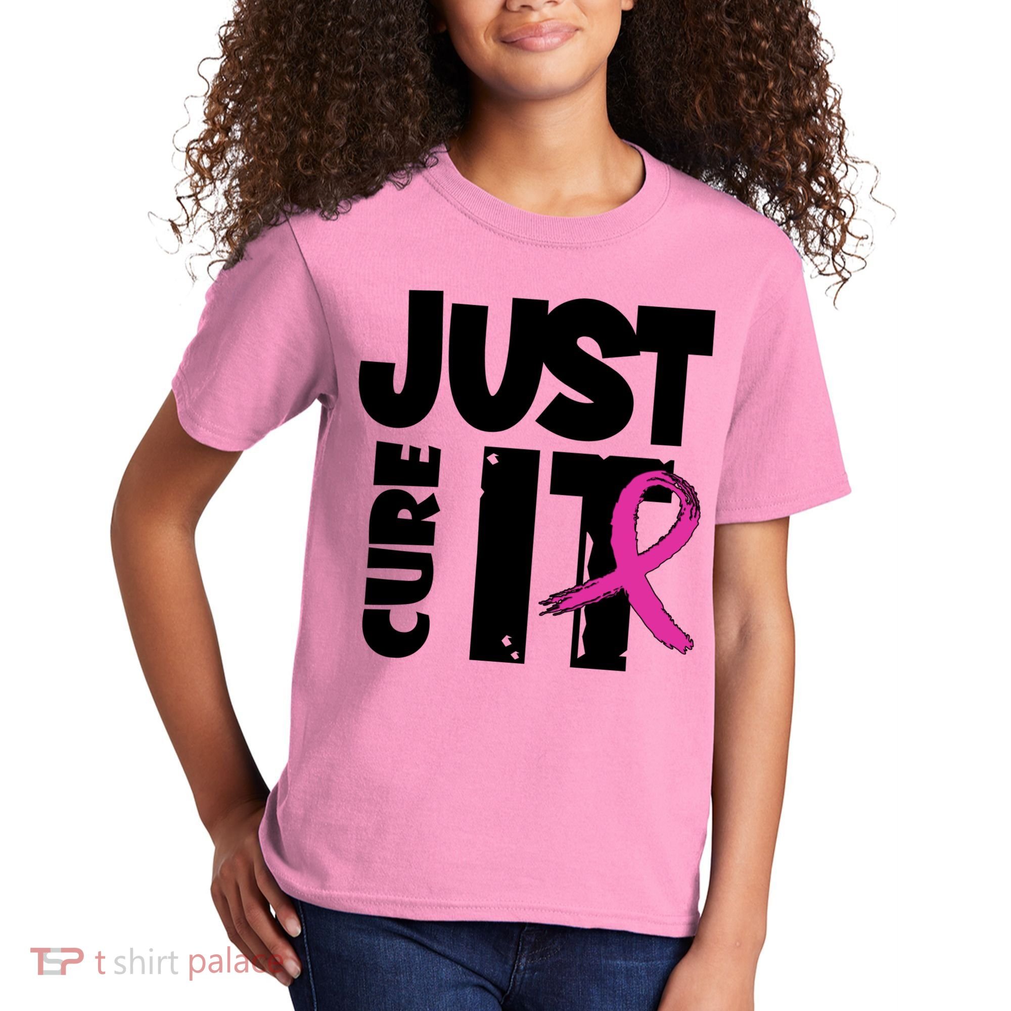 Just Cure It Breast Cancer Ribbon Kids T-Shirt