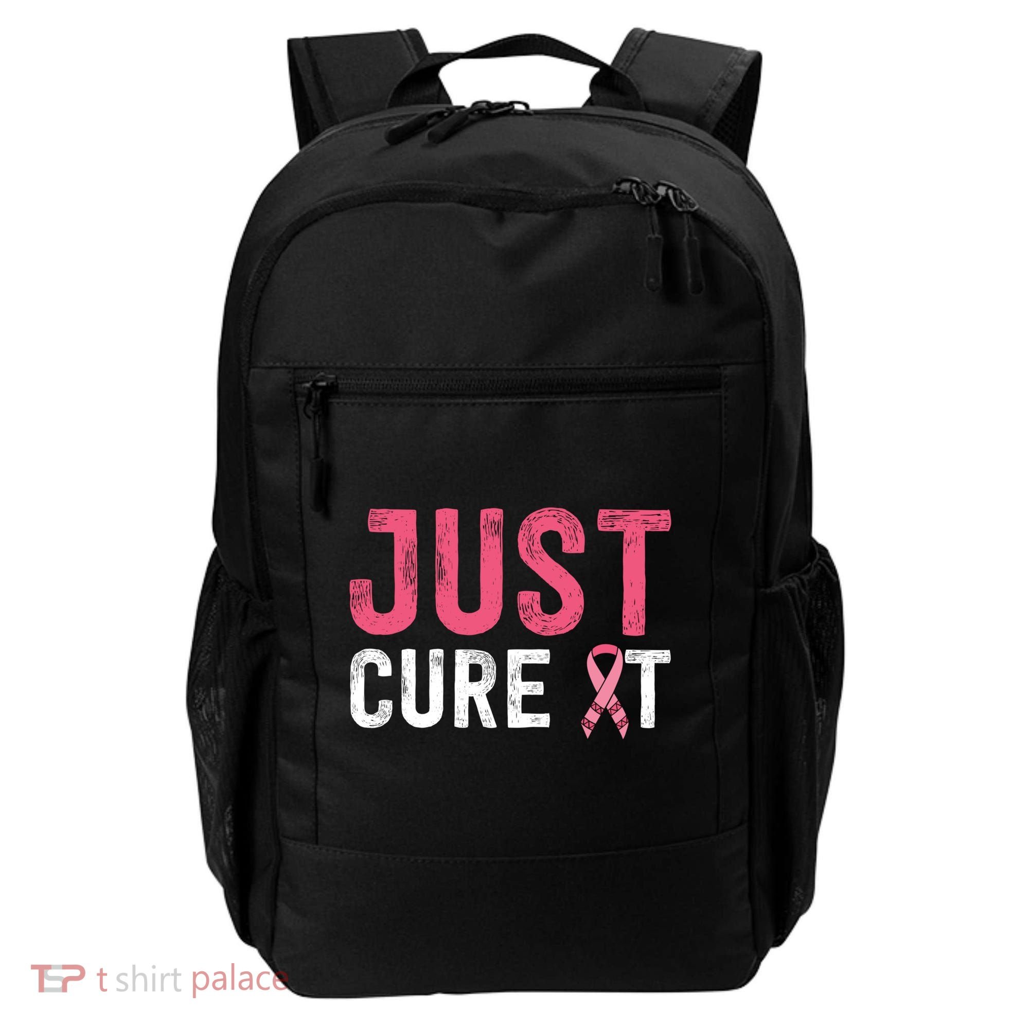 Just Cure It Ribbon Breast Cancer Awareness Funny Gift Backpack