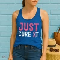Just Cure It Ribbon Breast Cancer Awareness Funny Gift Women's Tank Top thumb 2