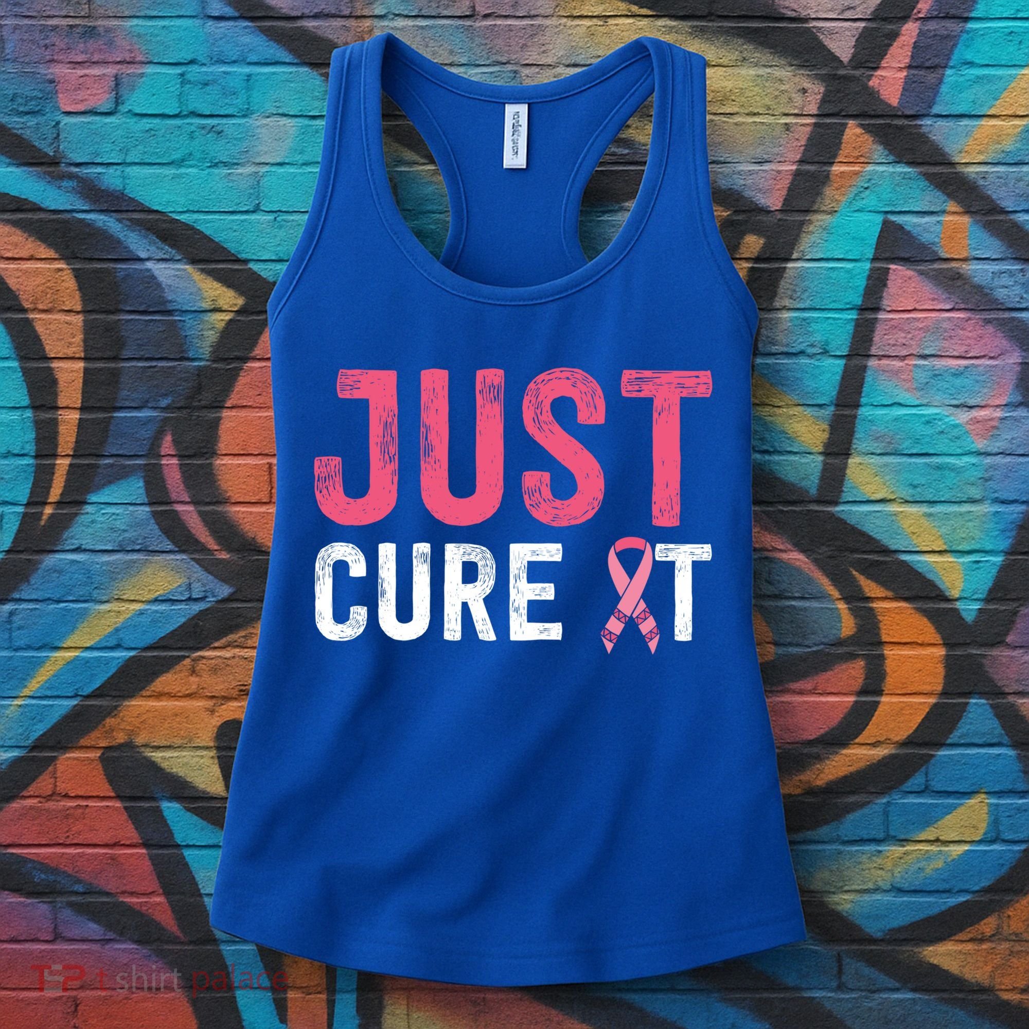 Just Cure It Ribbon Breast Cancer Awareness Funny Gift Women's Tank Top
