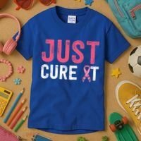 Just Cure It Ribbon Breast Cancer Awareness Funny Gift Kids T-Shirt thumb 3