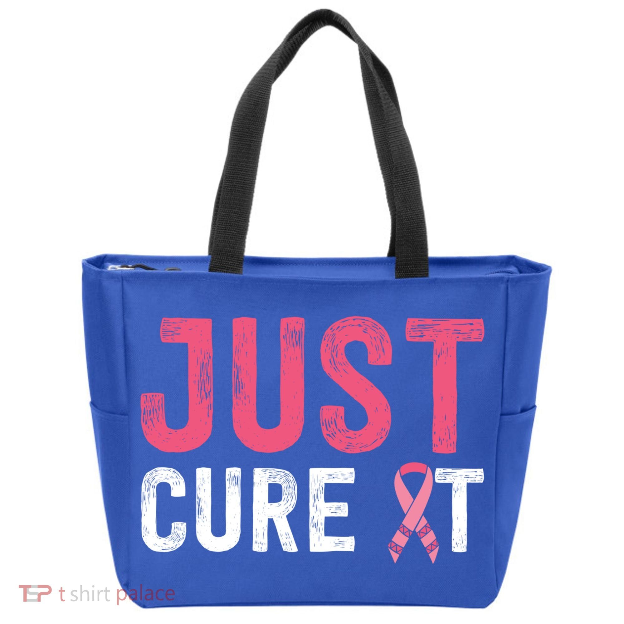 Just Cure It Ribbon Breast Cancer Awareness Funny Gift Tote Bag