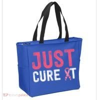 Just Cure It Ribbon Breast Cancer Awareness Funny Gift Tote Bag thumb 2