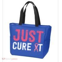 Just Cure It Ribbon Breast Cancer Awareness Funny Gift Tote Bag thumb 3