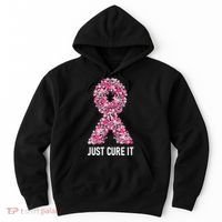 Just Cure It Pink Ribbon Breast Cancer Awareness Hoodie thumb 0