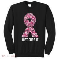 Just Cure It Pink Ribbon Breast Cancer Awareness Sweatshirt thumb 0